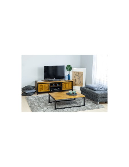 Stolik kawowy drewno metal czarny