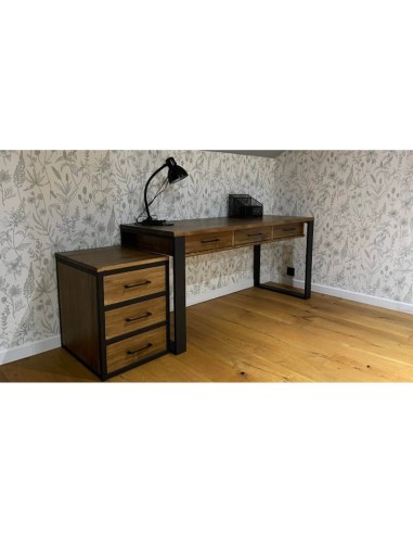 Biurko loftowe czarne z 3 szufladami