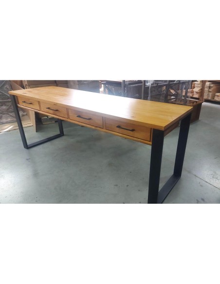 Biurko loftowe czarne z 3 szufladami