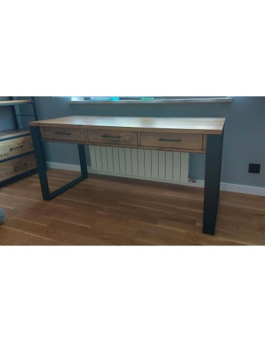 Biurko loftowe czarne z 3 szufladami