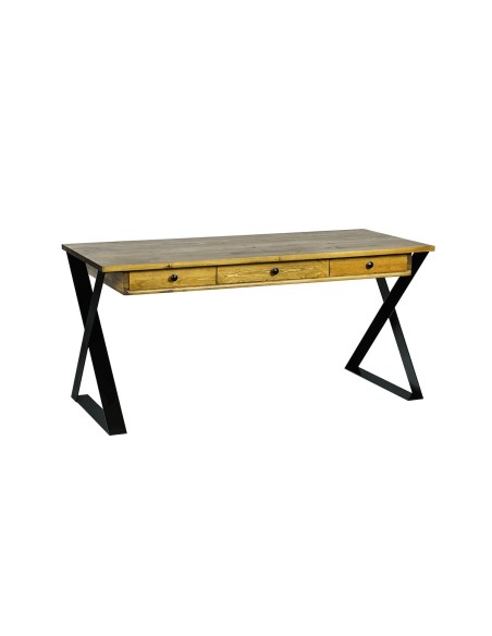 Biurko metal drewno czarne kolor orzech