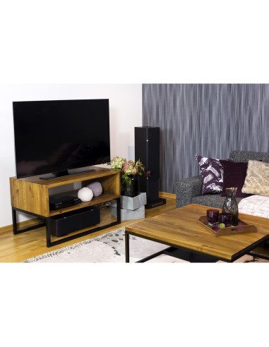 Kwadratowa ława kawowa metal drewno