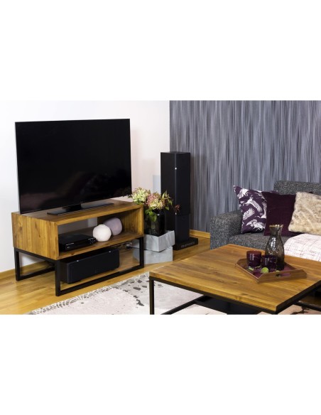 Kwadratowa ława kawowa metal drewno