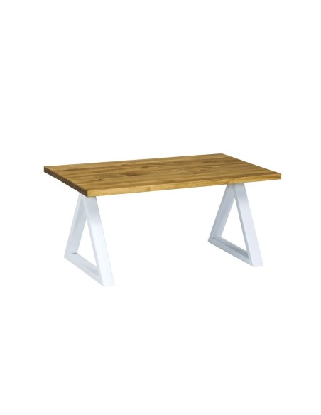 Stolik kawowy trójkątny metal drewno