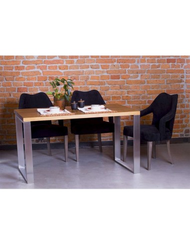 Stół ze stali nierdzewnej blat drewniany