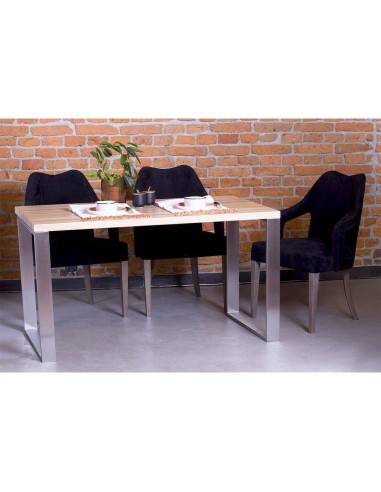 Stół ze stali nierdzewnej blat drewniany