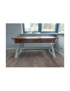 Biurko loftowe z szufladami białe 2