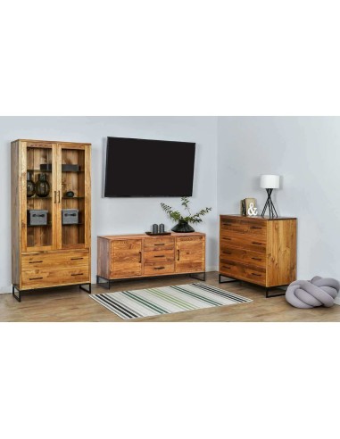 Komoda loftowa szuflady z drzwiczkami