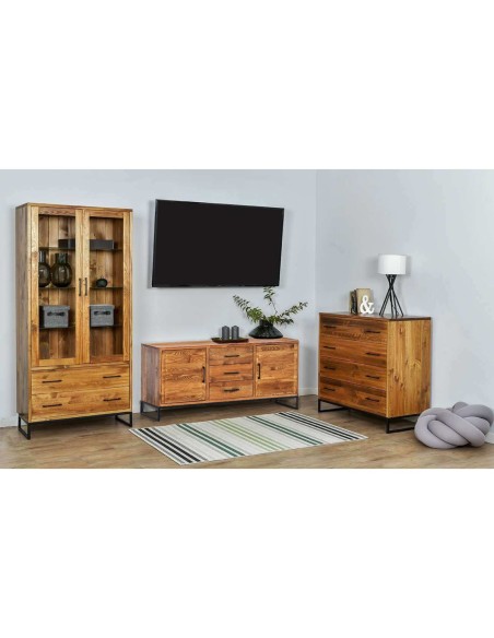 Komoda loftowa szuflady z drzwiczkami