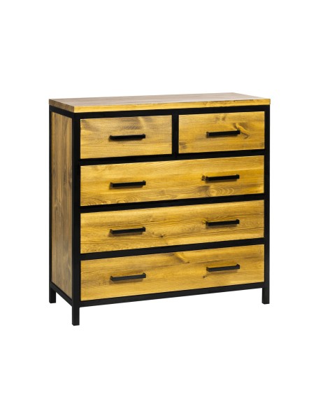 Komoda drewniana - miodowy - czarna stal - outlet