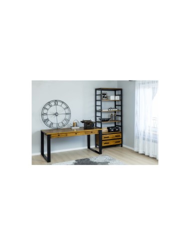 Biurko loftowe czarne 140 - drewno kasztan