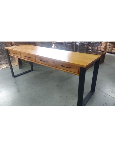 Biurko loftowe czarne 140 - drewno kasztan