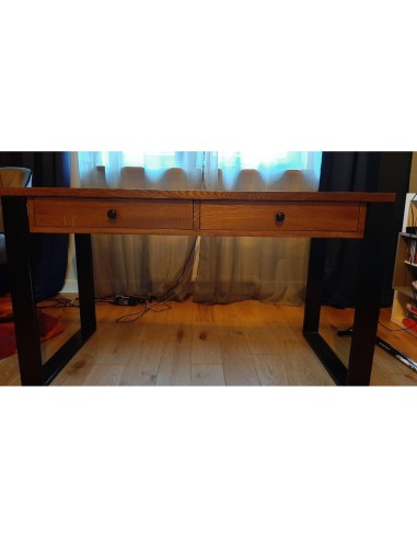 Biurko loftowe czarne 140 - drewno kasztan