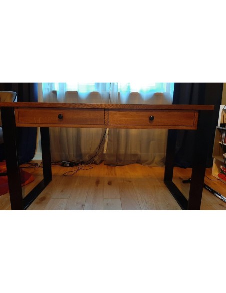 Biurko loftowe czarne 140 - drewno kasztan