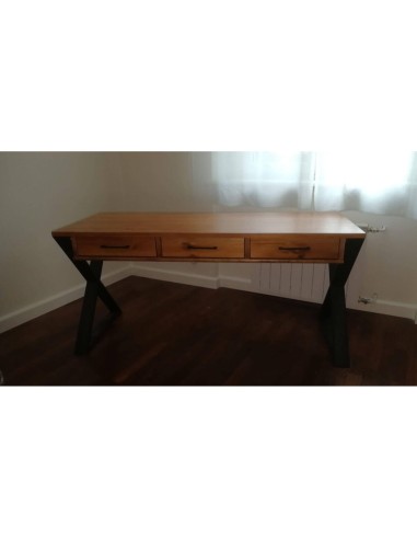 Biurko loftowe czarne 140 - drewno kasztan