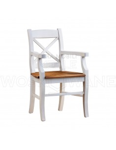 Biały fotel stylowy z drewna