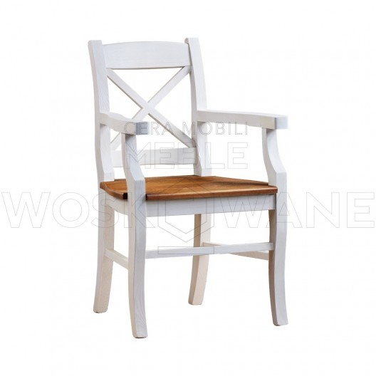 Biały fotel stylowy z drewna