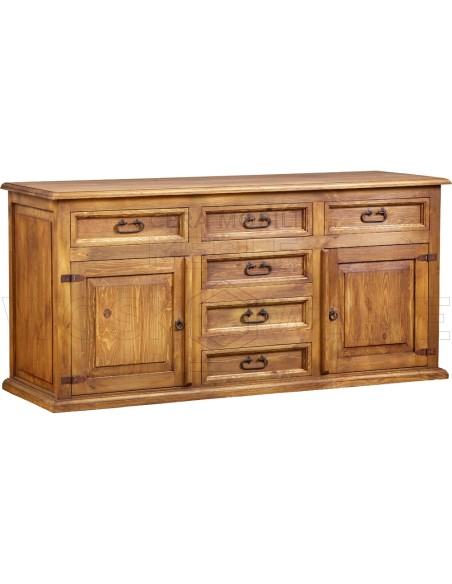 KOMODA Z DREWNA 2 SZAFKI 4 SZUFLADY