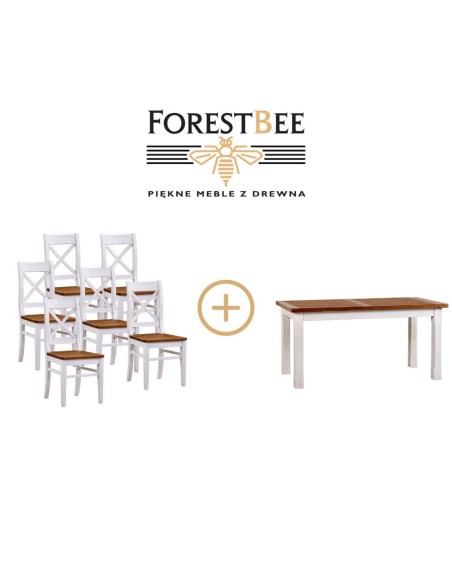 DWUKOLOROWY ZESTAW DO JADALNI DLA 6 OSÓB