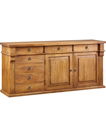 KOMODA Z DREWNA 2 SZAFKI 4 SZUFLADY