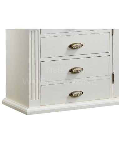 BIAŁA KOMODA WOSKOWANA 2 SZAFKI 4 SZUFLADY