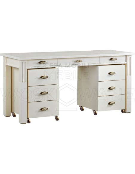 STYLOWE BIAŁE DREWNIANE BIURKO